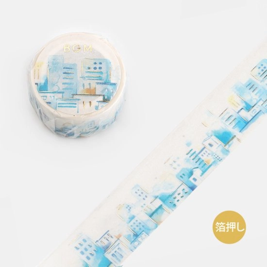Watercolor City Washi Tape Foil Bgm wide