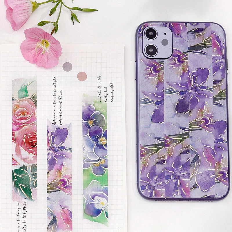 seasonal Watercolor Flower Violet Washi Tape Bgm