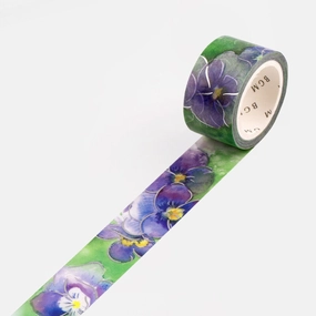 resin short Watercolor Flower Violet Washi Tape Bgm