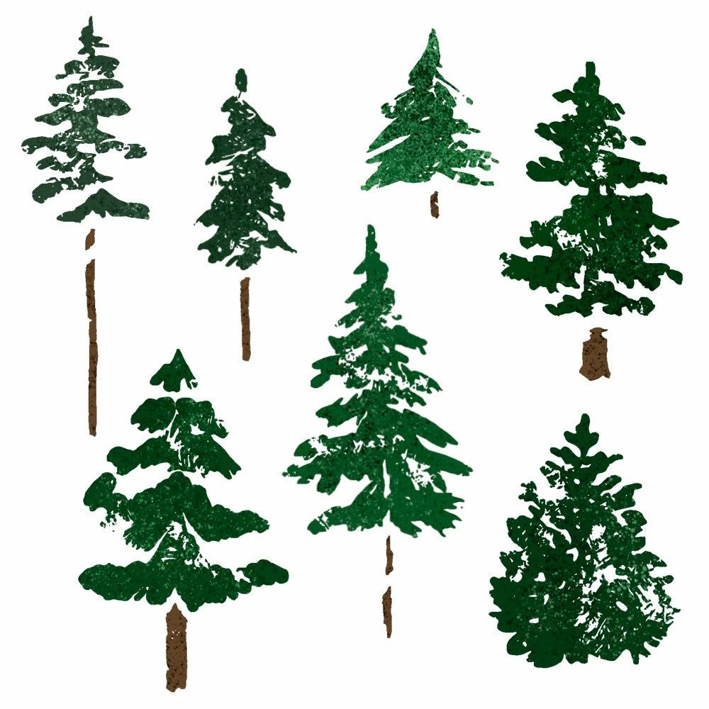 latest magnetic Watercolor Pines - 5X6 Stamp Set