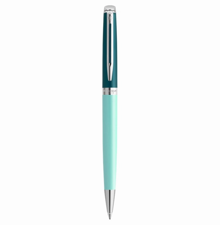 slim solid Waterman Hemisphere Light Green With Chrome Trim Ballpoint Pen