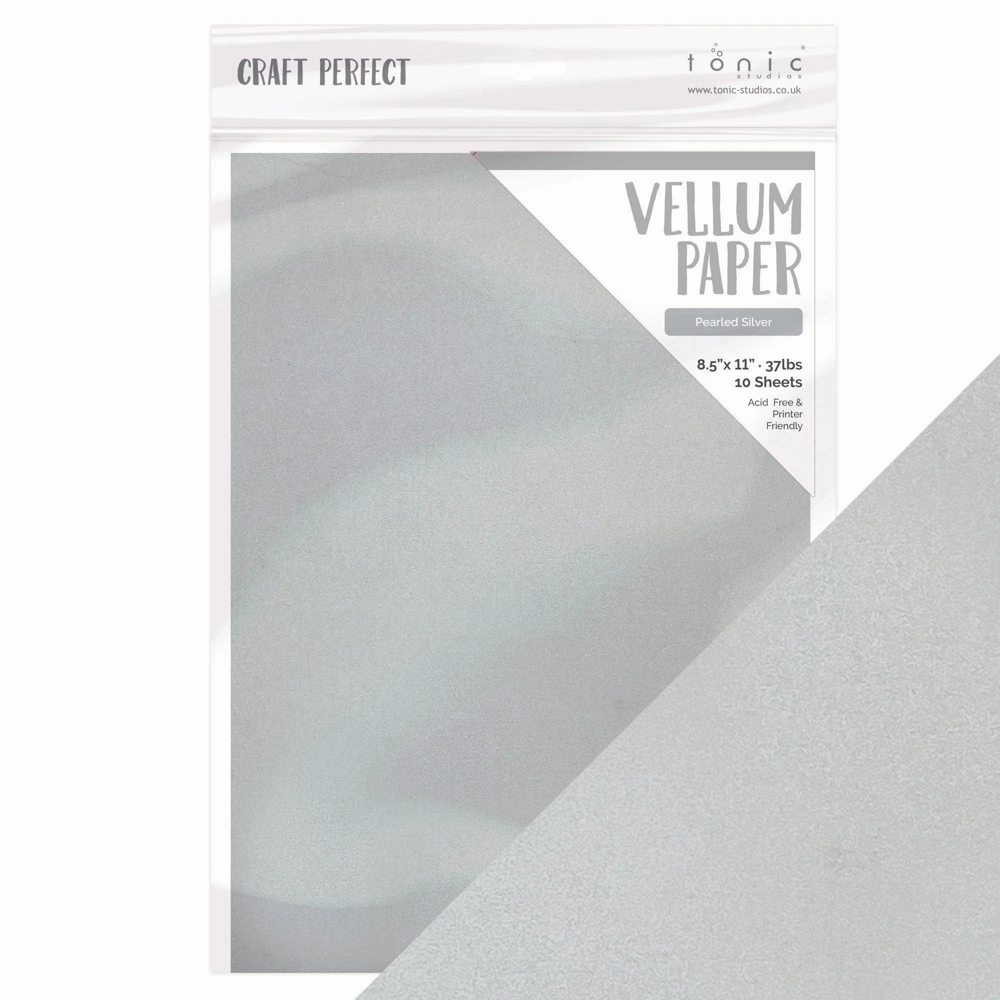 retractable soft Craft Perfect Vellum Paper - 8.5X11 5/Pkg - Pearled Silver