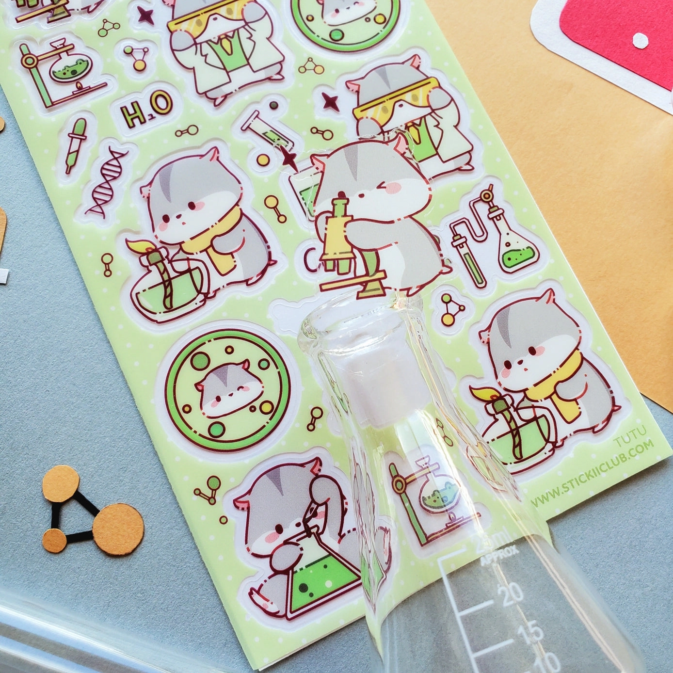 Hamster Chemists Sticker Sheet earthy glossy