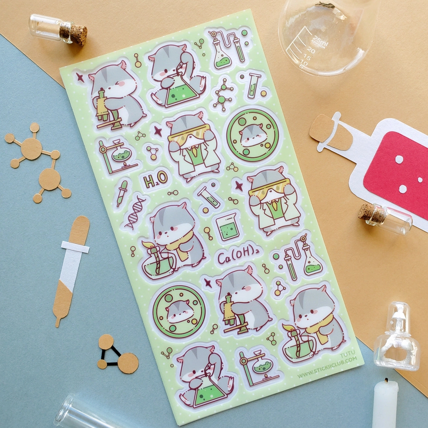 Hamster Chemists Sticker Sheet linen