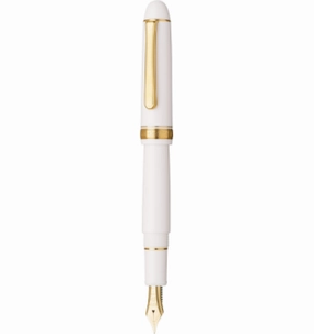 quality boxed Platinum #3776 Century Chenoneau White With Gold Trim #2 Fountain Pen