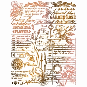 Vintage Flora - 5X6 Rubber Cling Background Stamp fiber