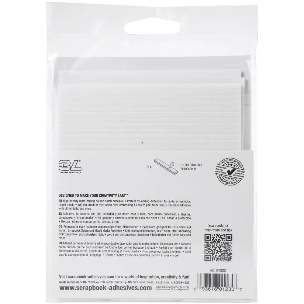 lightweight robust White 3D Foam Strips 76/Pkg
