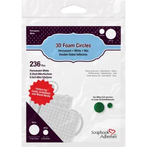 White 3D Self-Adhesive Foam Circles .25" & .5" 236/Pkg multipurpose