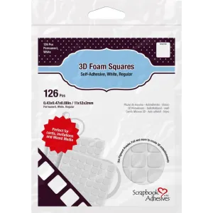 White 3D Self-Adhesive Foam Squares 126/Pkg limited