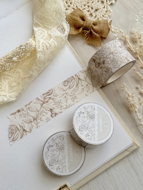 set White Rose & Butterflies Washi Tape 30Mm