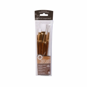 compact wholesale White Taklon Paintbrushes - Set Of 5