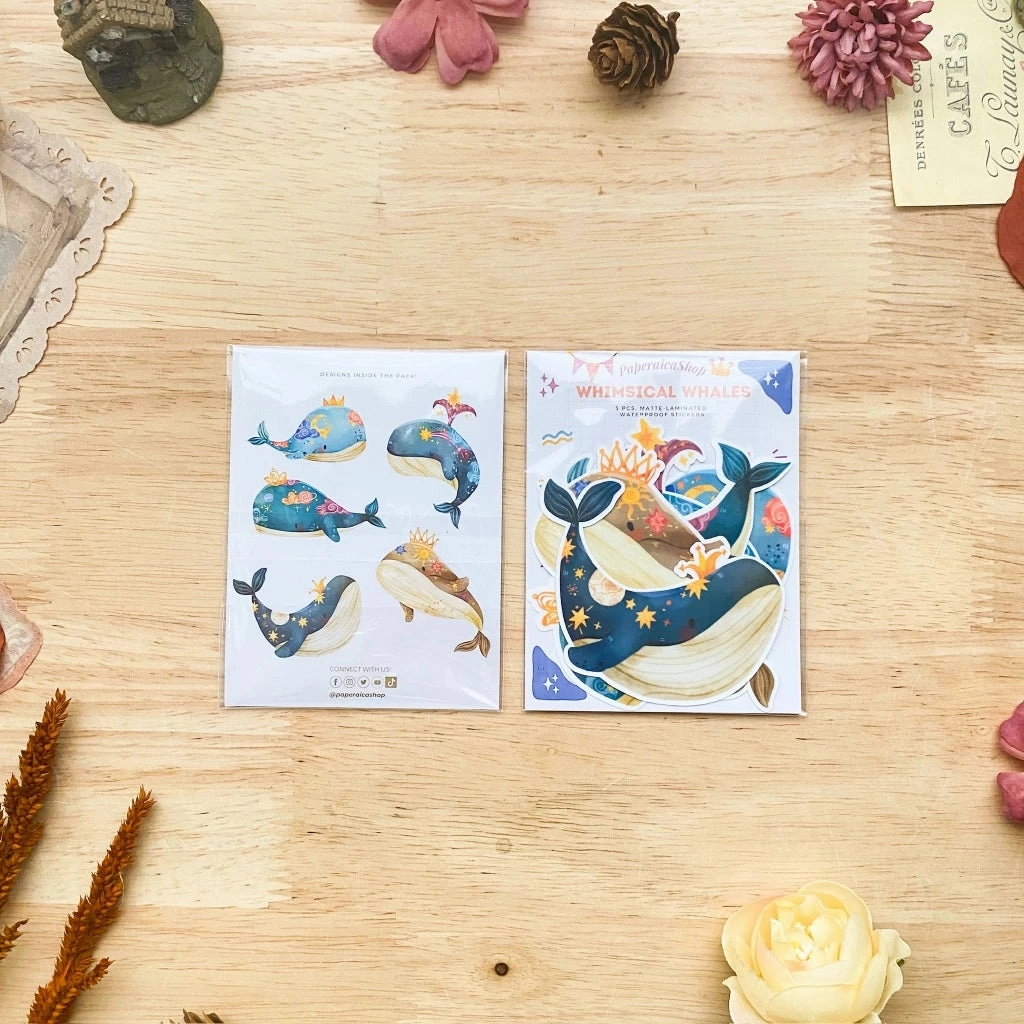 Paperaicashop Whimsical Whales Sticker Pack shiny