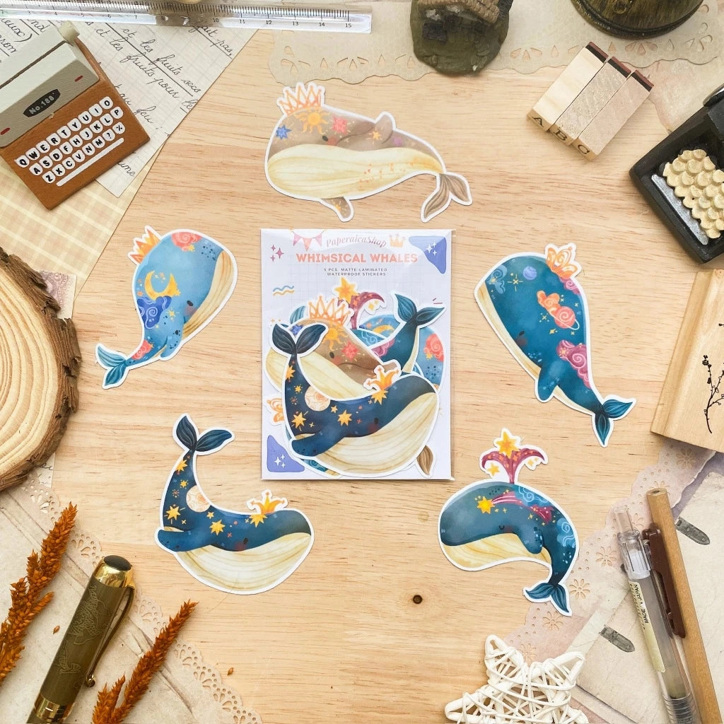 musthave nonslip Paperaicashop Whimsical Whales Sticker Pack
