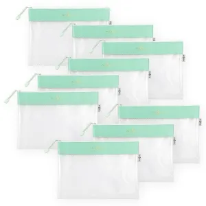 Teal Zip 'N' Stash Pouches Bundle (9 Pcs) square waterproof
