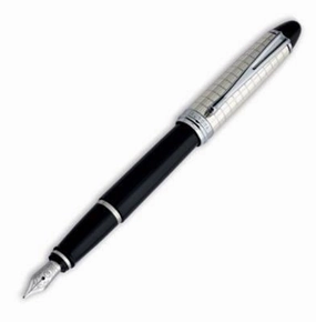 cotton Aurora Ipsilon Quadra Sterling Silver Black Fountain Pen
