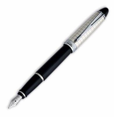 cotton Aurora Ipsilon Quadra Sterling Silver Black Fountain Pen