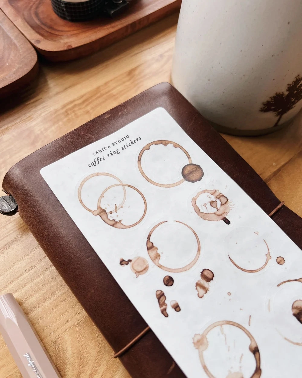 foldable Sarica Studio Coffee Ring Stickers