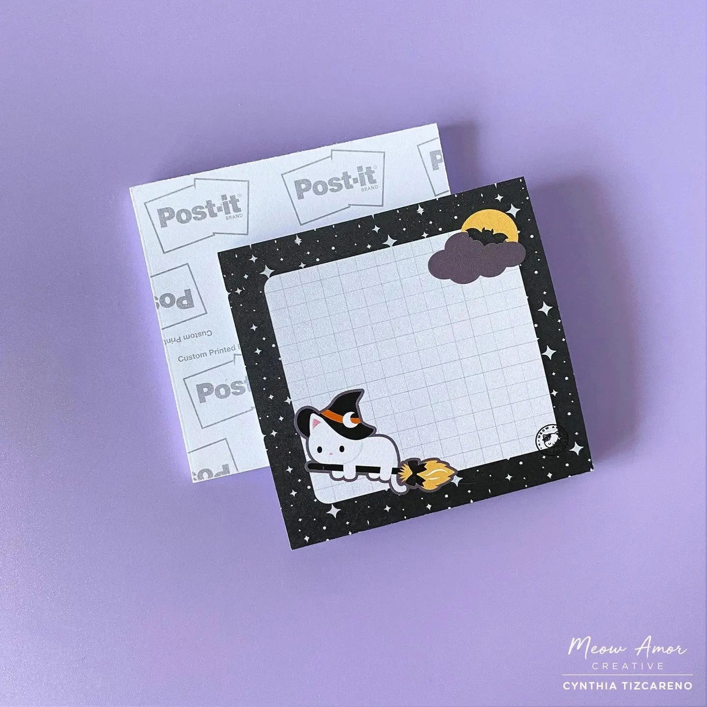Witch Cat Broomstick Sticky Notes maxi