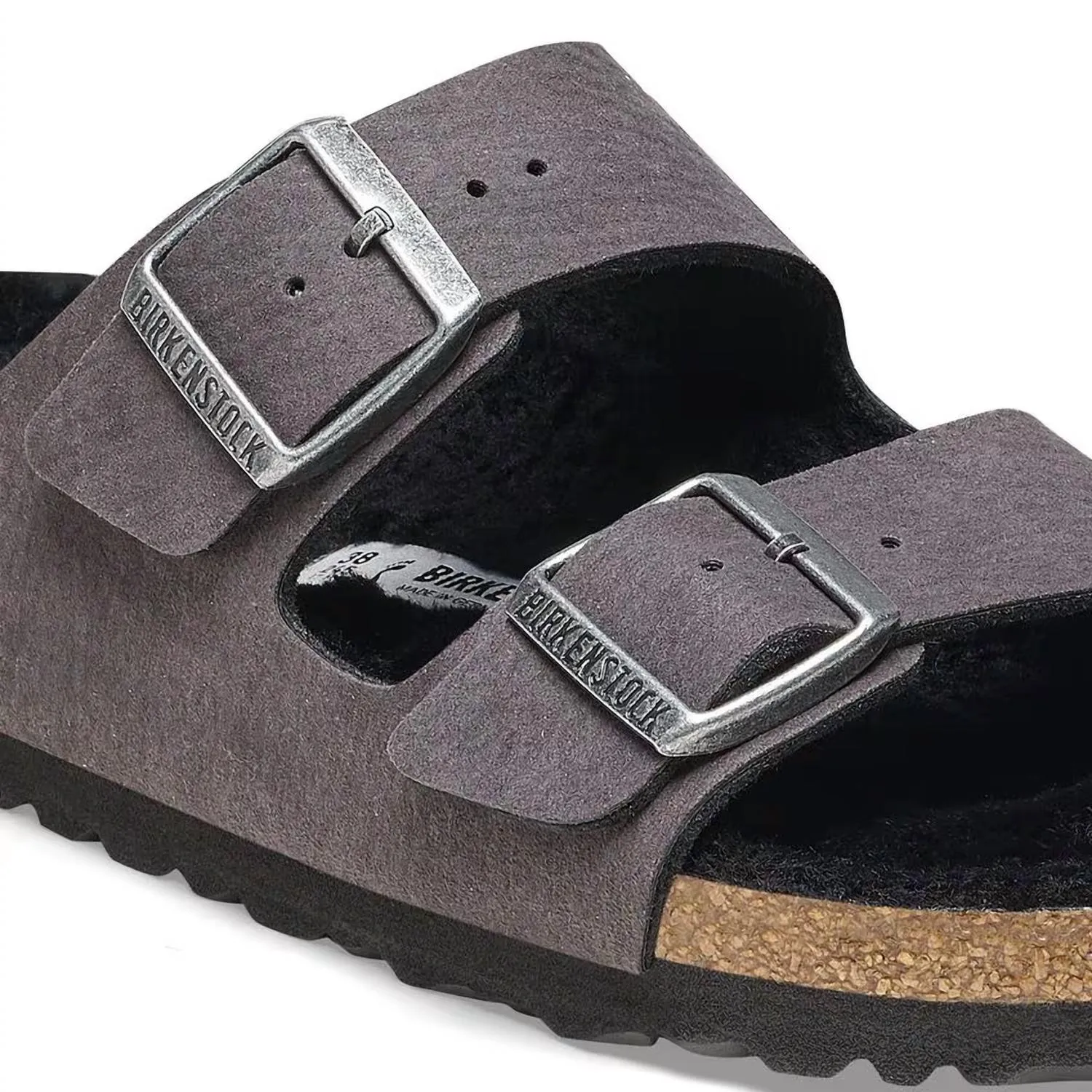 Arizona Shearling Sandals für Damen - Schmal in Desert Dust Schwarz