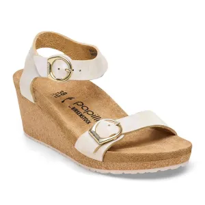 Damen Soley Nubuck-Leder Sandale in Metallic-Silber