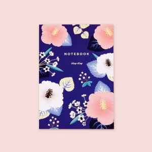 recycled Clap Clap Hibiscus Notebook In  Blue - Lined