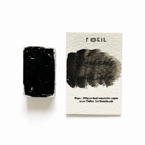 wrapped Cuttlefish Black - Artist Grade Handmade Honey Based Watercolor Paint Full Pan 3.2Ml