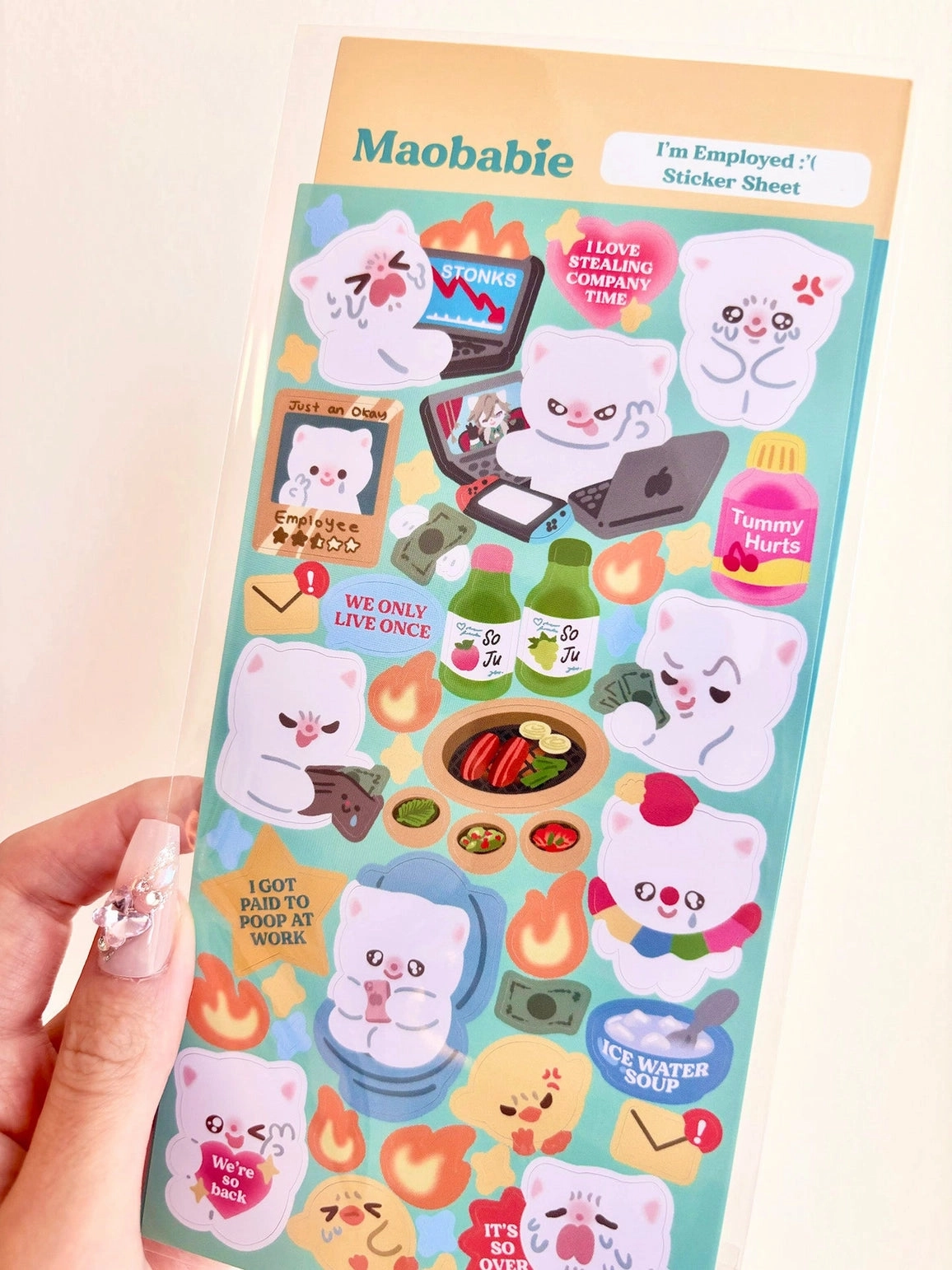 Maobabie Sticker Sheet - I'M Employed soft
