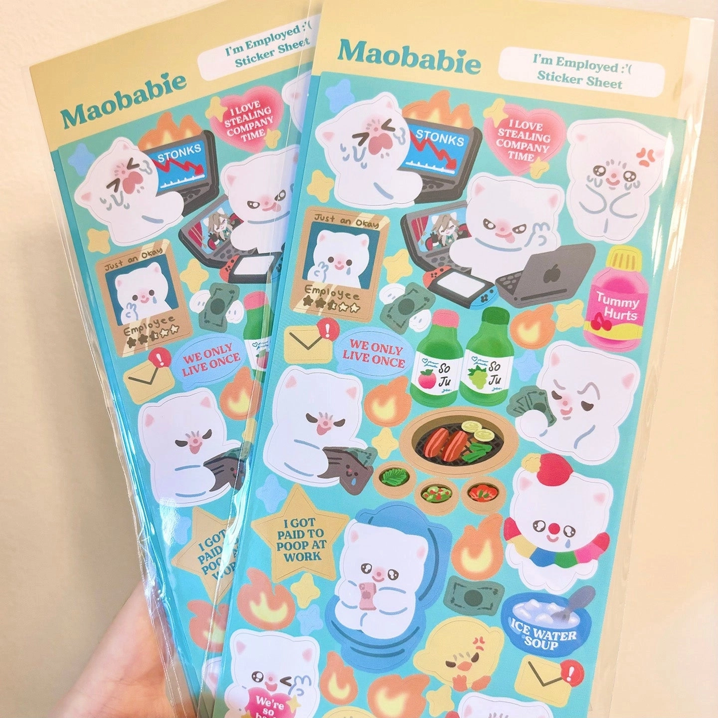 Maobabie Sticker Sheet - I'M Employed collapsible