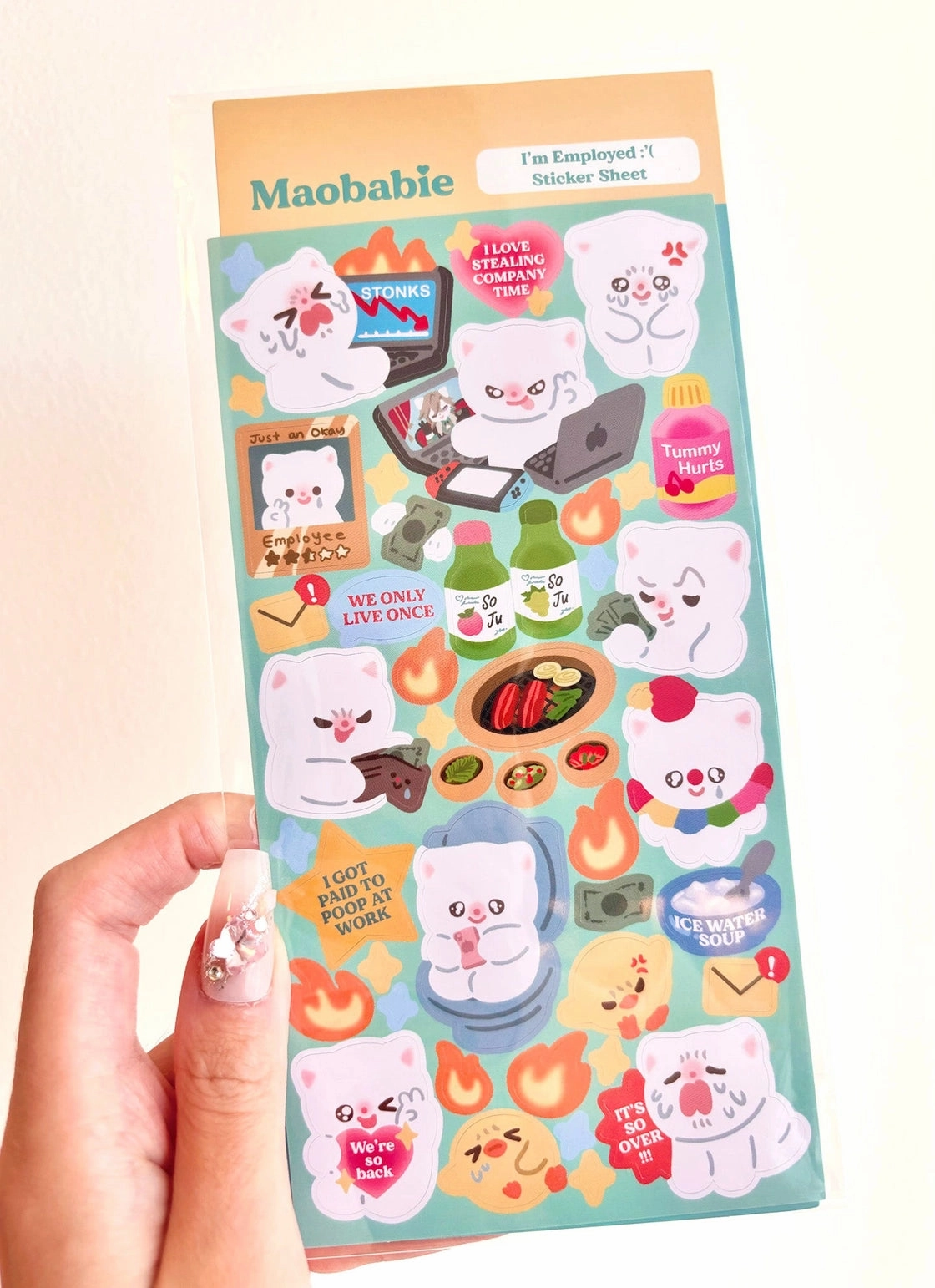 retro Maobabie Sticker Sheet - I'M Employed
