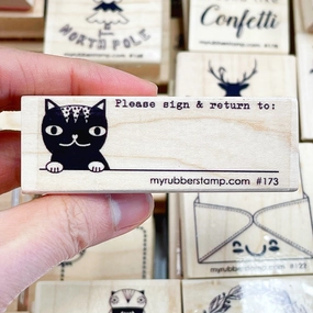 Please Sign And Return Cat Rubber Stamp wholesale shiny