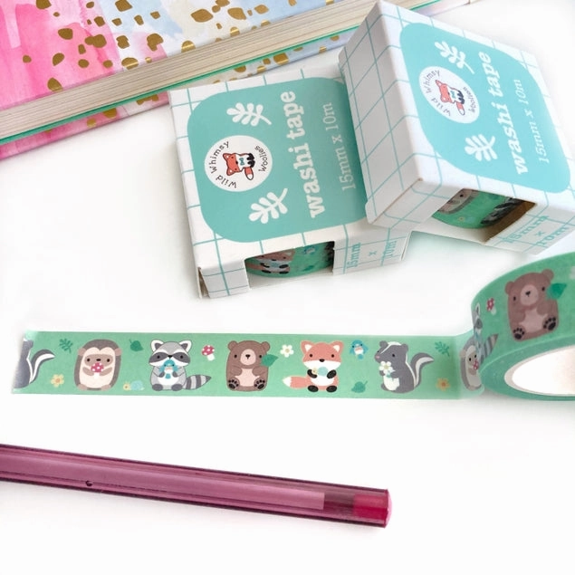 wooden matte Woodland Animal Washi Tape
