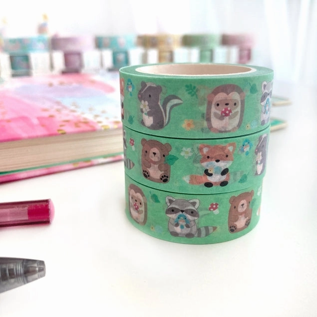thin steel Woodland Animal Washi Tape