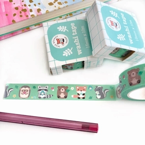 wooden matte Woodland Animal Washi Tape