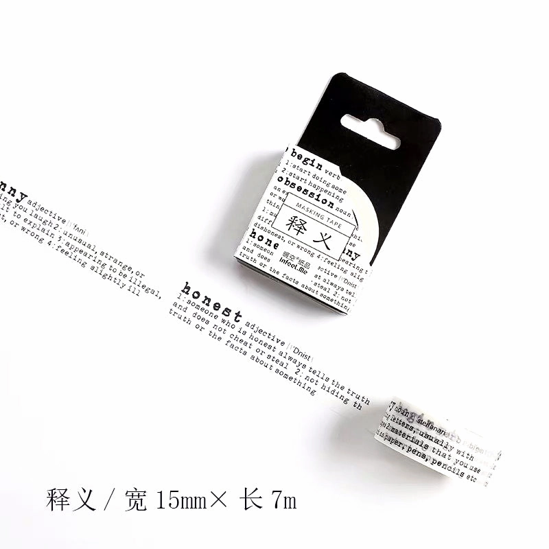 tall retro Words Washi Tape