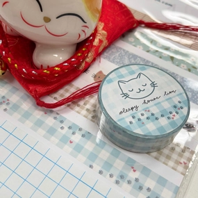 ergonomic Buffalo Plaid Pattern And Paws Washi Tape - Blue