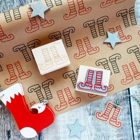 Elf Stockings Christmas Rubber Stamp bestselling