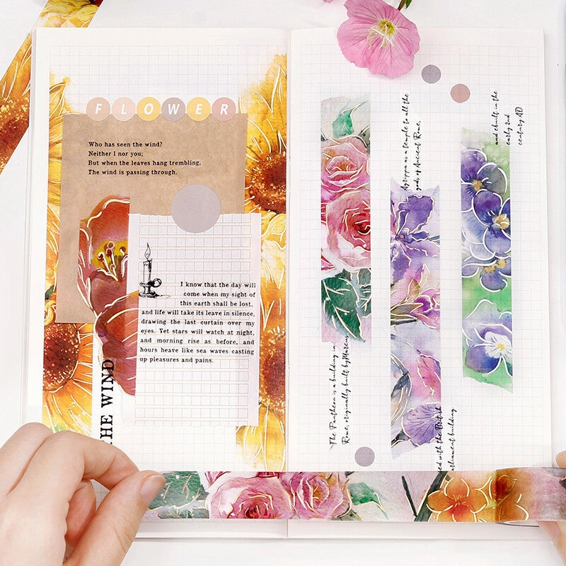 Watercolor Flower Rose Washi Tape Bgm heatproof classic