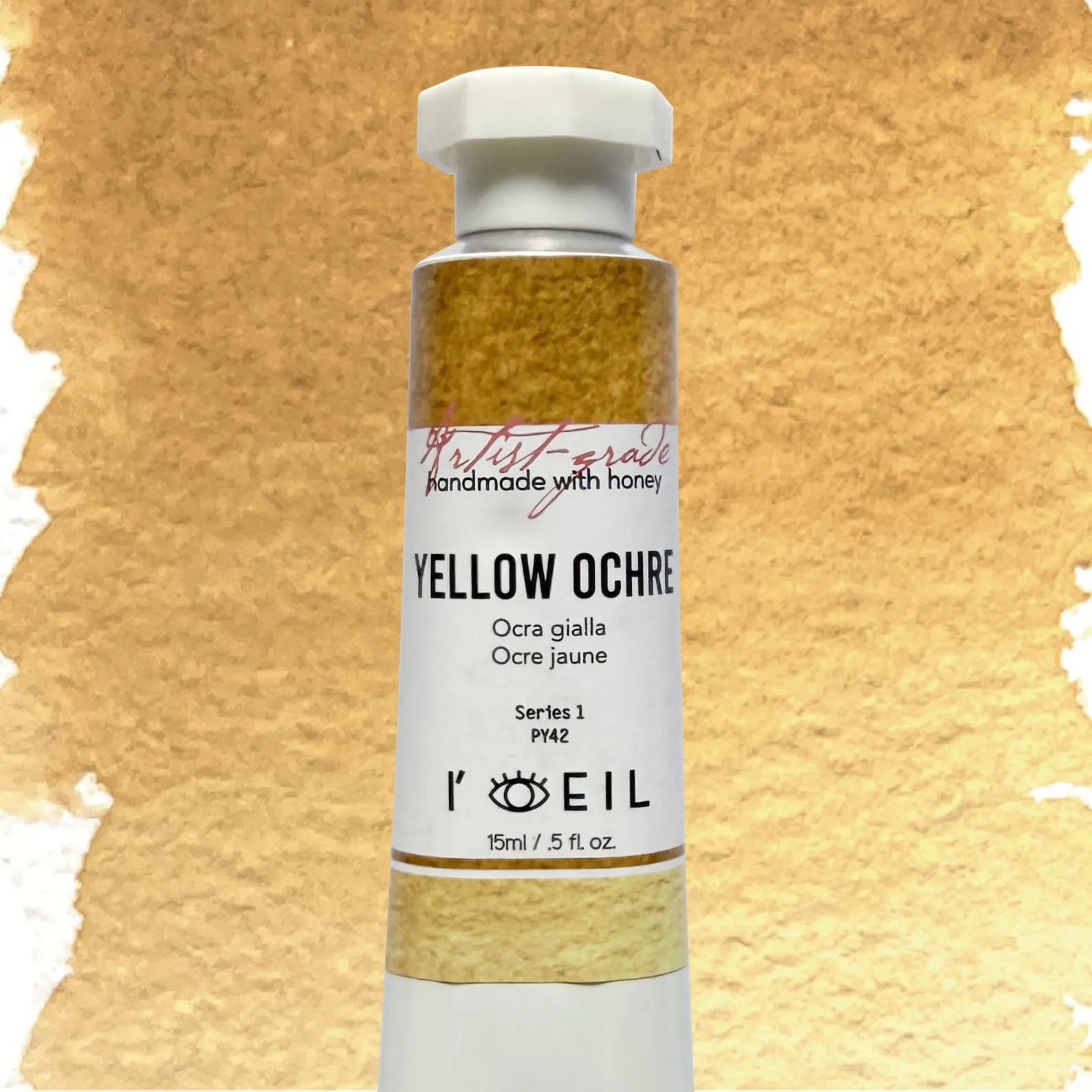Yellow Ochre Py42 - Artist Grade Handmade Honey Based Watercolor Tube 15Ml slim