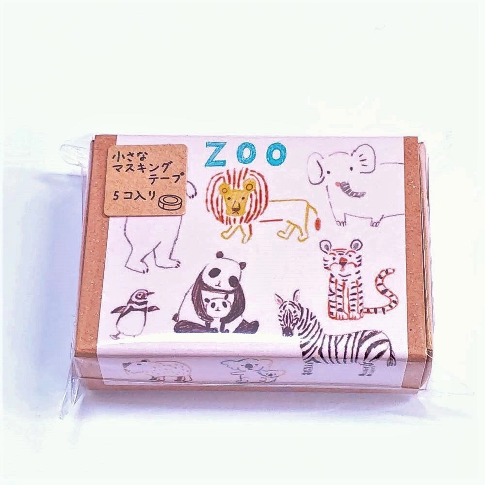 quality Zoo Animals Mini Washi Matchbox (5 Rolls)